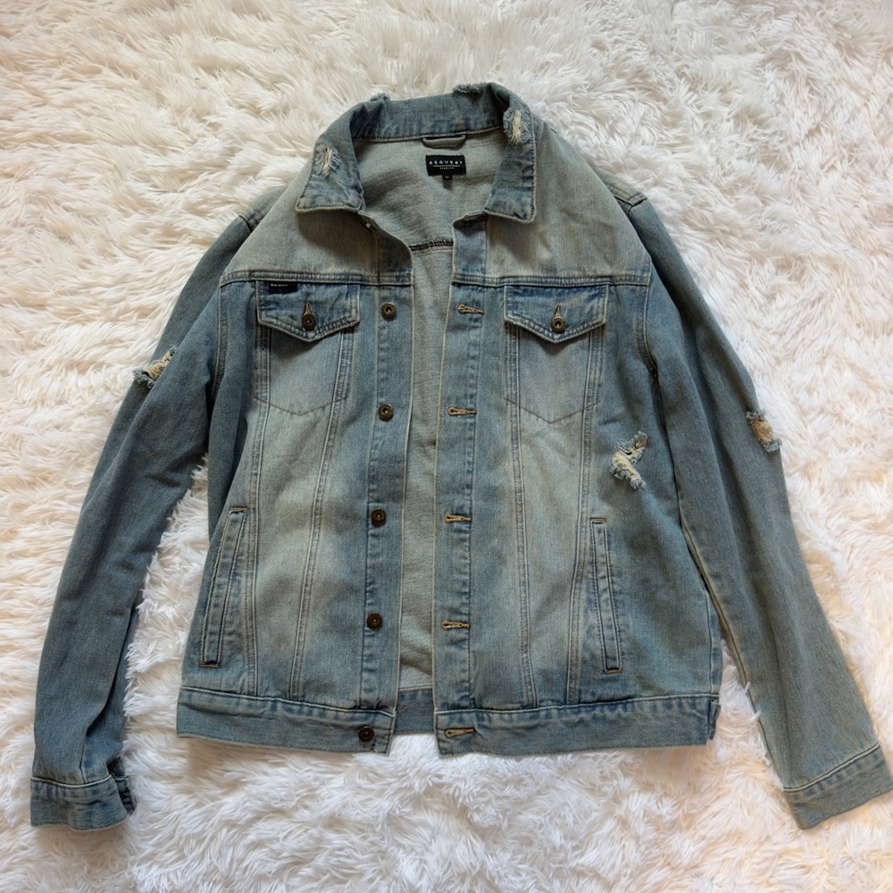 Request Stretch Distressed Jean Jacket - image 1